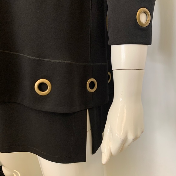 EVA VARRO GROMMET LAYERED TUNIC BLACK /Gold - Picture 2 of 4